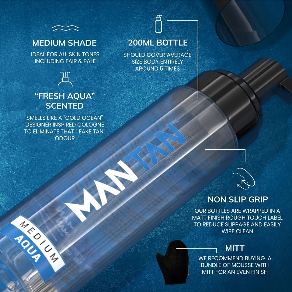 MANTAN™ Clear Self Tanner 200ml + ManMitt Bundle